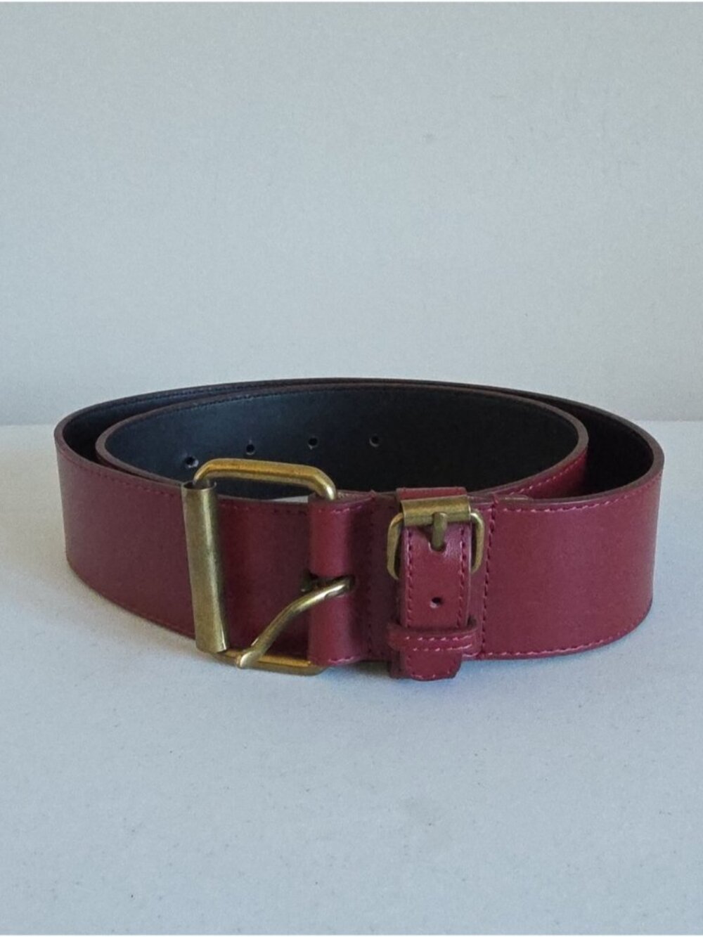 MAX AZRIA | Burgundy Red Vegan Leather Belt Sz S